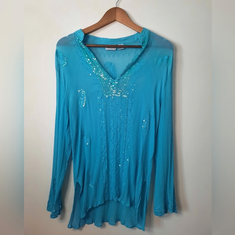 Chico's Silk Sequin Blouse